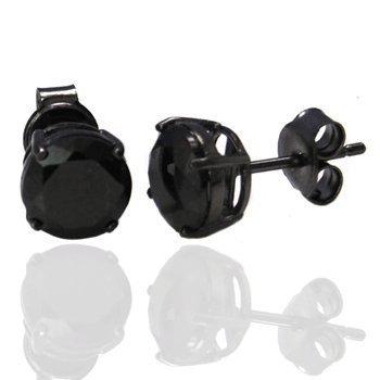 Pair of 4mm Stainless Steel Black Crystal CZ Stone Round Studs Men Earrings - InnovatoDesign