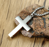 Men's Stainless Steel Wood Pendant Necklace Silver Gold Tone Cross - With 24 Inch Chain-Necklaces-INBLUE-Innovato Design