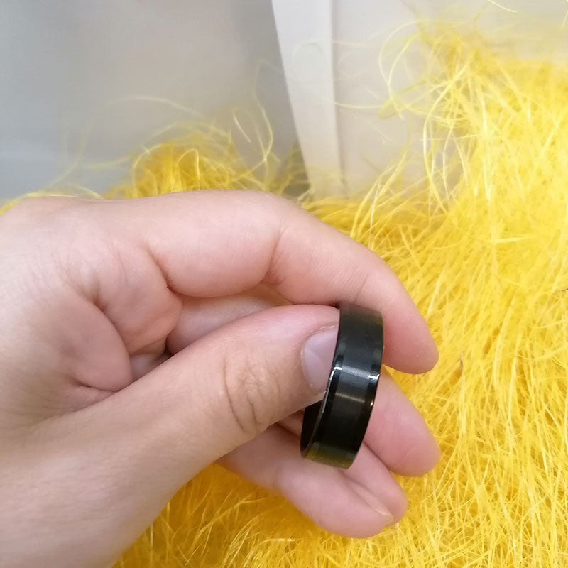 Black Tungsten Carbide with Matte Brushed Inlay Wedding Band-Rings-Innovato Design-5-Innovato Design