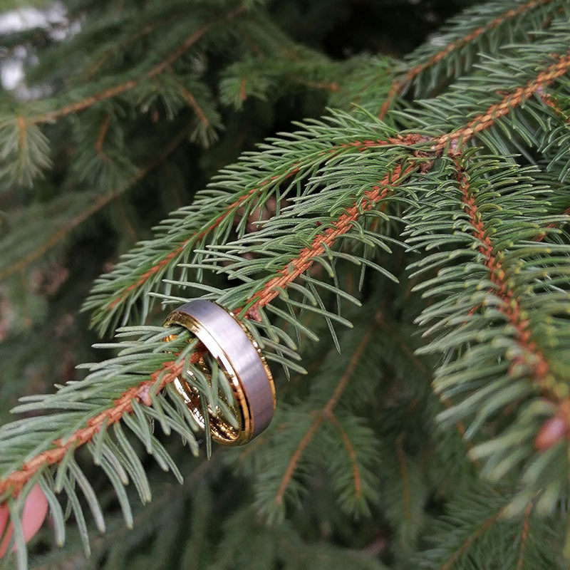 His & Her 6mm/8mm Matte Brushed Yellow Gold Plated Wedding Band Set-Ring-Innovato Design-6-5-Innovato Design