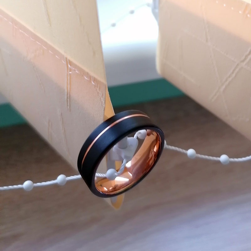 8mm Rose Gold Plated and Matte Black Tungsten Carbide Ring-Rings-Innovato Design-5-Innovato Design