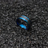GENTLEMAN 8mm Blue Tungsten Carbide Ring Black Carbon Fiber Wedding Band Polished Finish Comfort Fit