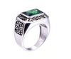 Men's Sterling Silver Wedding Band Engagement Ring Green Nano Emerald Simulated Peridot Ring-Rings-Innovato Design-6-Innovato Design