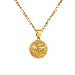 Metallic Basketball Pendant with Link Chain Necklace-Necklaces-Innovato Design-Gold-Innovato Design