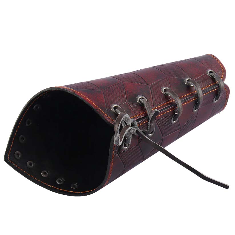 Medieval Bracers Dragon Knight Genuine Leather Gauntlet Wristband Wide Bracer Arm Armor Cuff-Bracelets-Innovato Design-Crimson-Innovato Design