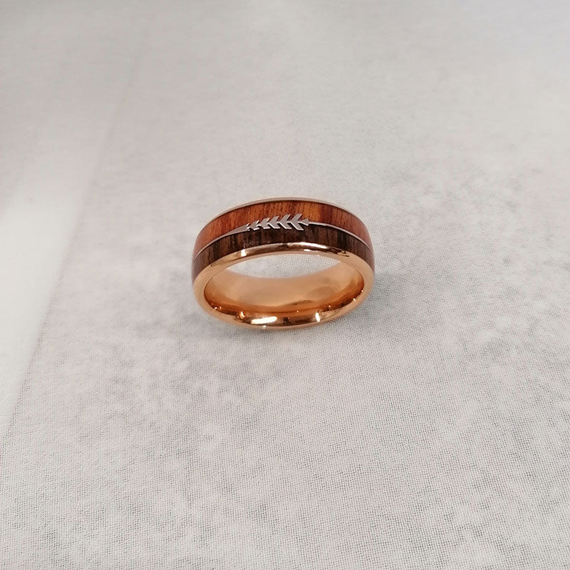 8mm Arrow and Double Wood Inlay Tungsten Ring-Rings-Innovato Design-7-Innovato Design