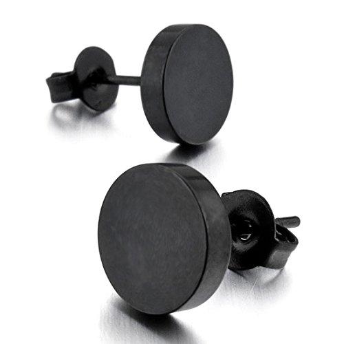 Men's 8mm Stainless Steel Stud Earrings Black-Earrings-INBLUE-Innovato Design