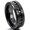 Men's 6mm Stainless Steel Ring Band CZ Black Wedding Promise-Rings-INBLUE-7-Innovato Design