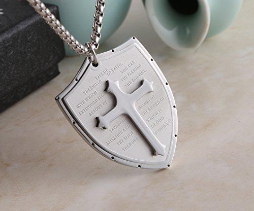 Shield Armor of God Ephesians 6:16-17, Faith Cross Stainless Steel Pendant Necklace-Necklaces-Innovato Design-Black-Innovato Design
