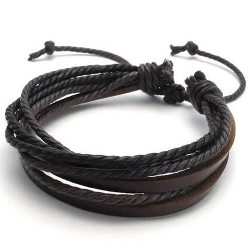 2pcs Men Leather Rope Brown & Black Surfer Wrap Bracelets-Bracelets-Innovato Design-Innovato Design