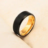 DUO 8mm Black Matte Finish Tungsten Carbide Ring 18K Gold Plated Beveled Edge Wedding Band-Rings-Innovato Design-7-Innovato Design