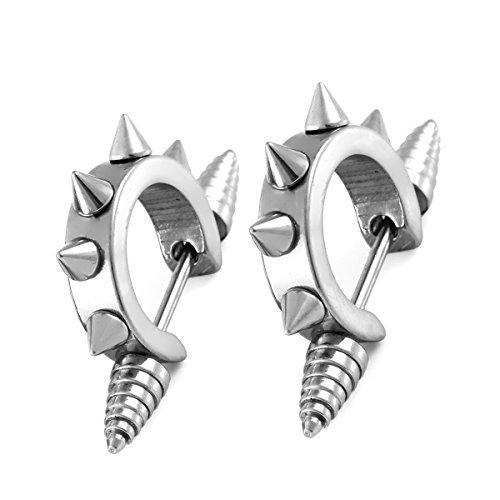 10PCS Stainless Steel Men Women Ear Stud Earring Huggies Piercing Spike Rivet Cone Taper Silver-Earrings-Innovato Design-Innovato Design