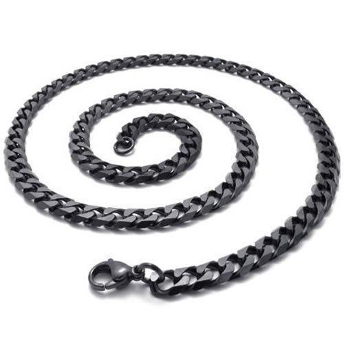 5mm Stainless Steel Men Necklace Chain 14-40" inches, Black, 5mm-Necklaces-KONOV-15.0 inches-Innovato Design