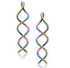 Rainbow Spiral Earrings Titanium Twist Swirl Drop Dangle Gauge - InnovatoDesign