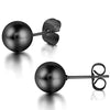 Jewelry Stainless Steel Men Women Ball Stud Earrings Round 3-8mm 6 Pairs Black - InnovatoDesign