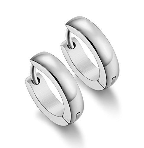 Stainless Steel Men Women Hoop Earrings Huggie Ear Piercings-Earrings-Innovato Design-A: Diameter 12mm (3 Color)-Innovato Design