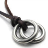 Vintage Style Alloy Double Ring Pendant Adjustable Leather Cord Men Necklace Chain-Necklaces-KONOV-Innovato Design