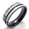 Men Stainless Steel LOVE ONLY YOU Promise Ring Wedding Bands, Black-Rings-KONOV-6-Innovato Design