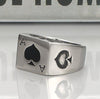 316L Stainless Steel Silver Tone Black Ace of Spades Poker Card Men's Ring Sizes 7-14-Rings-Innovato Design-7-Innovato Design