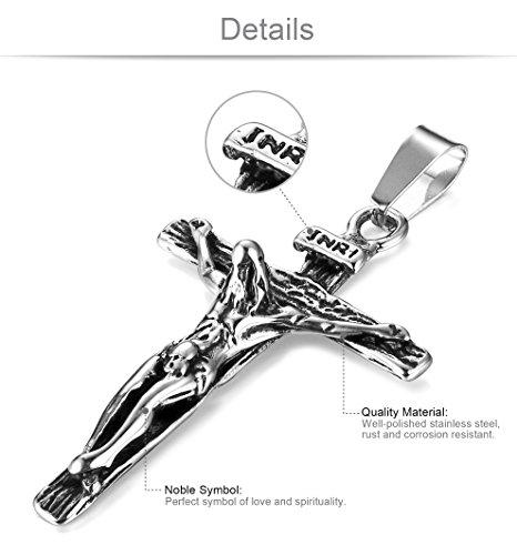 Jewelry Stainless Steel Antique Cross Crucifix Pendant Necklace For Men 24 Inch-Necklaces-Innovato Design-White-Innovato Design