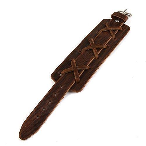 Authentic Wide Leather Casual Mens Brown Cuff Bangle Bracelet-Bracelets-Innovato Design-Innovato Design