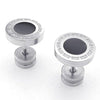 Men Stainless Steel Classic Stud Earrings Set, Silver Black-Earrings-Innovato Design-Innovato Design