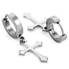 Men's Stainless Steel Stud Earrings Silver Tone Round Cross Pendant Vintage-Earrings-INBLUE-Innovato Design