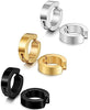 3-4 Pairs Stainless Steel Men Women Clip On Earrings Hoop Huggie Non-Piercing-Earrings-Innovato Design-A: 4 Pairs (4 Color)-Innovato Design