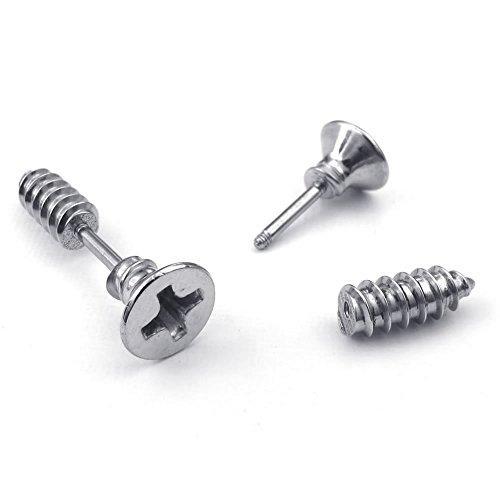 Men Stainless Steel Novelty Punk Rock Screw Stud Earrings Set, Black-Earrings-Innovato Design-Black-Innovato Design