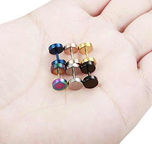 6 Pairs Stud Earrings for Men Women Ear Piercing Ear Plugs Tunnel 18G-Earrings-Innovato Design-Stainless Steel Earrings-Innovato Design