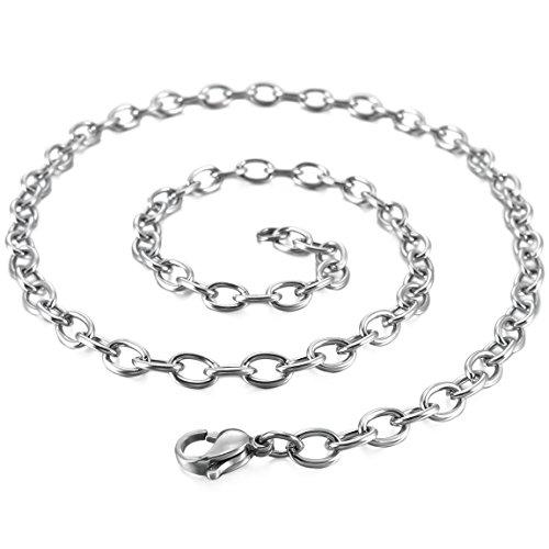 Men's 5mm Wide Stainless Steel Necklace Cable O Chain Link Silver Tone 14~40 Inch-Necklaces-INBLUE-15.0 inches-Innovato Design