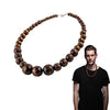 Wood Bead Necklace Africa Wooden Chain Statement Unisex Chunky Necklaces-Necklaces-Innovato Design-Innovato Design