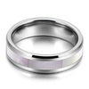 Men,Women's Tungsten Mother of Pearl Abalone Shell Ring Band Silver Tone - InnovatoDesign