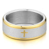 Men's Stainless Steel Ring Band Silver Gold Tone Bible Lords Prayer Cross Wedding-Rings-INBLUE-7-Innovato Design