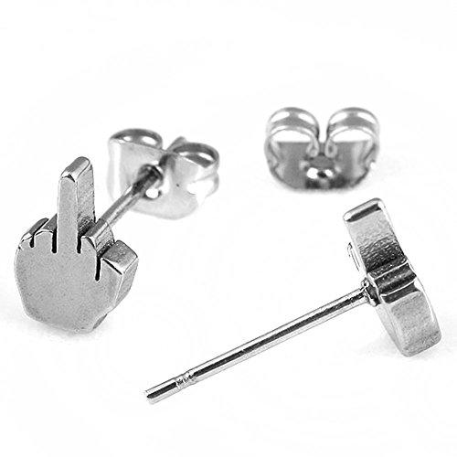2 Pairs Finger Stainless Steel Stud Earrings-Earrings-Innovato Design-Innovato Design