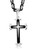 Stainless Steel Men Cross Necklace Pendant for Boys Byzantine Chain Black 5mm 22-30 Inch-Necklaces-Jstyle Jewelry-Cross Pendant + 24 Inch Byzantine Chain-Innovato Design