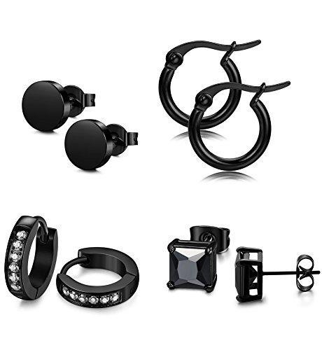 4 Pairs Stainless Steel Hoop Earrings for Men Women Stud Earrings CZ Huggie Piercing 18G-Earrings-Jstyle Jewelry-A: 4 Pairs Silver-Innovato Design