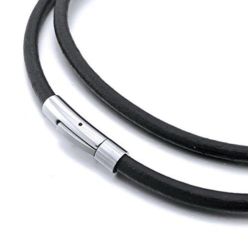 Men's 6mm Wide Stainless Steel Genuine Leather Cord Necklace Chain 14~40 Inch-Necklaces-Innovato Design-24.0 inches-Innovato Design