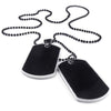 Army Style 2pcs Name Dog Tag Pendant Men Necklace, Black Silver, 27 inch Black Chain