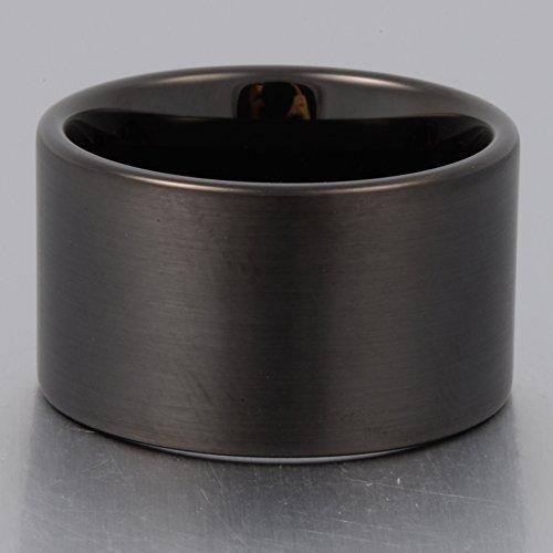 Men 14mm Big Tungsten Metal Ring Black Wedding Engagement Band Flat Top Pipe Cut Matte Finish Comfort Fit-Rings-Innovato Design-7-Innovato Design