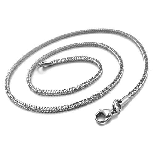 Men's 3.2mm Wide Stainless Steel Necklace Twist Wheat Chain Link Silver Tone 14~40 Inch-Necklaces-INBLUE-15.0 inches-Innovato Design