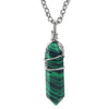 Men Women Malachite Hexagonal Prism Natural Gemstone Pendant Necklace - InnovatoDesign