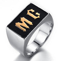Men Stainless Steel Ring, Biker, Silver, Black, Gold, MC - InnovatoDesign