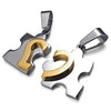 Men,Women's 2 PCS Stainless Steel Pendant Necklace Jigsaw Puzzle Heart Love Couple -With 20 and 23 Inch Chain - InnovatoDesign