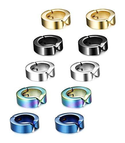 Stainless Steel Set Clip On Earrings for Men Women Hoop Huggie Earrings Non Piercing-Earrings-Innovato Design-4 Pairs-Innovato Design