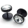 Men Cubic Zirconia Stainless Steel Stud Earrings, Black - InnovatoDesign