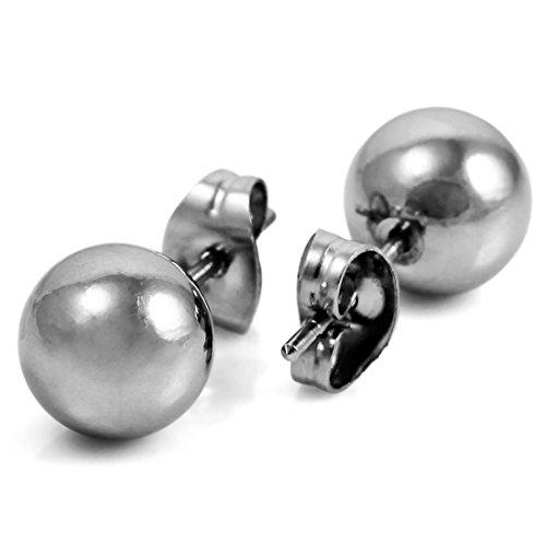 Men's 3~8mm Stainless Steel Stud Earrings Silver Tone Bead Ball-Earrings-INBLUE-3mm Wide-Innovato Design