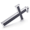 Carbon Fiber Stainless Steel Men Cross Necklace Pendant, Black Silver, 24 inch Chain-Necklaces-KONOV-Innovato Design