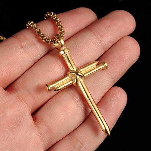 Men's Stainless Steel Pendant Necklace Nail Cross Polished Gold Silver Black-Necklaces-Innovato Design-Black-Innovato Design