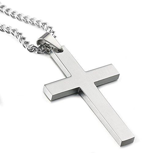 Stainless Steel Cross Pendant Chain Necklace for Men Women-Necklaces-Innovato Design-Silver-22in-Innovato Design